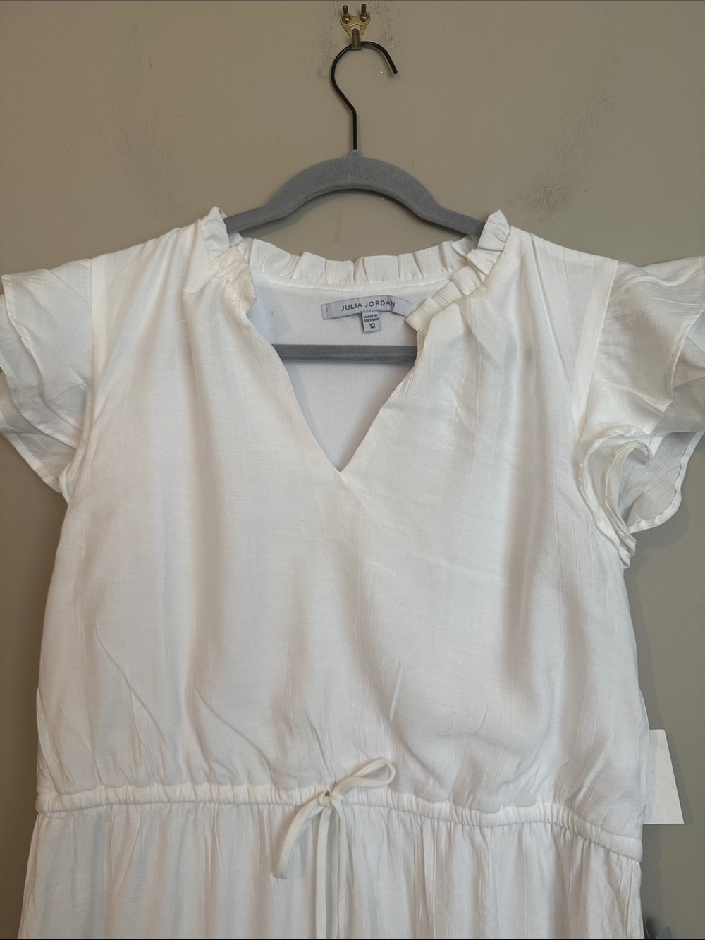 NWT- Julia Jordan Flutter Sleeve Midi Dress, White, size 12 - Picture 6 of 12